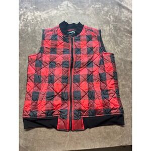 Lauren Ralph Lauren‎ Red Black Buffalo Plaid Quilted Vest Womens Small S